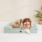 EHEYCIGA Orthopedic XL Dog Beds, Waterproof Memory Foam Dog Bed for Extra Large Dogs, Non-Slip Bottom and Egg-Crate Foam Big Pet Couch Bed with Washable Removable Cover, Sage Green