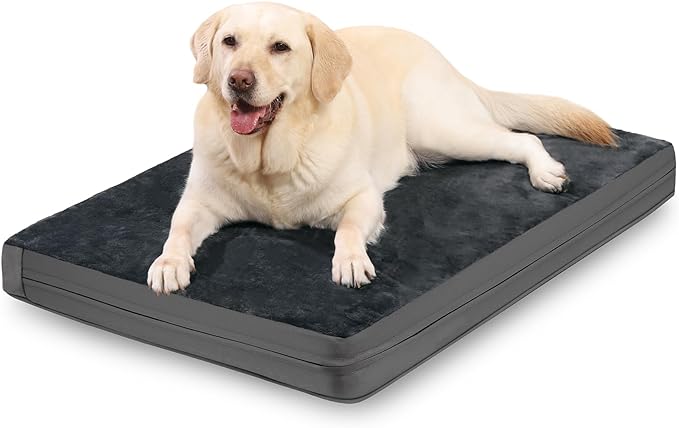 Waterproof XXL Dog Beds Large Sized Dogs, Orthopedic Washable Crate Pad 48 inch, Jumbo XXLarge Foam Pet Bed with Removable Cover Reversible, Anti-Slip Kennel Pad, 47"x29", Dark Gray