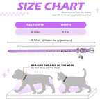 EXPAWLORER Leather Cat Collar for Girl Boy- Adjustable Pet Collar with Safety Elastic Belt,Personalized Heart Accessories Buckle Collars with Bell & Durable D-Ring,Heart (Purple)