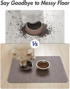 MontVoo-Absorbent Pet Feeding Mat-No Stains Pet Mat for Food and Water Bowl-Quick Dry Cat & Dog Food Mat Water Dispenser Mat-Pet Supplies Mat-Dog Water Bowl Mat for Messy Drinker,（Brown,12"x19"）