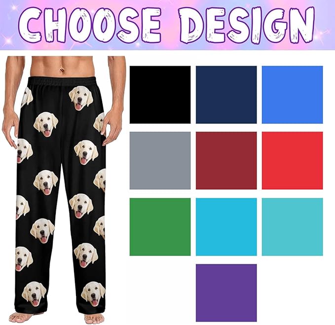 Custom Couple Pajama Pants Sock with Funny Face, Personalized PJ Anniversary Birthday Women Men Pants