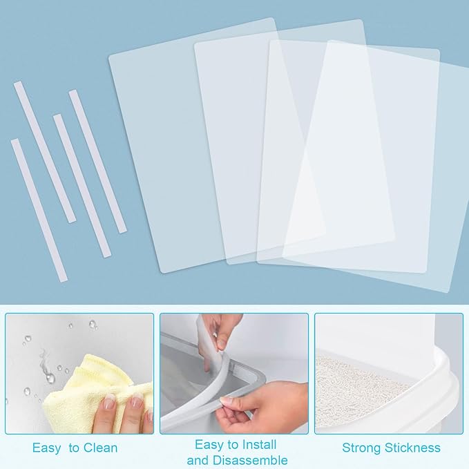 Cat Litter Box Splash Guard Pee Shields - Anti-Splashing Reusable High Sided Litter Box High Wall Cat Toilet Training Kit for Open Top Litter Pan (4 PCS)