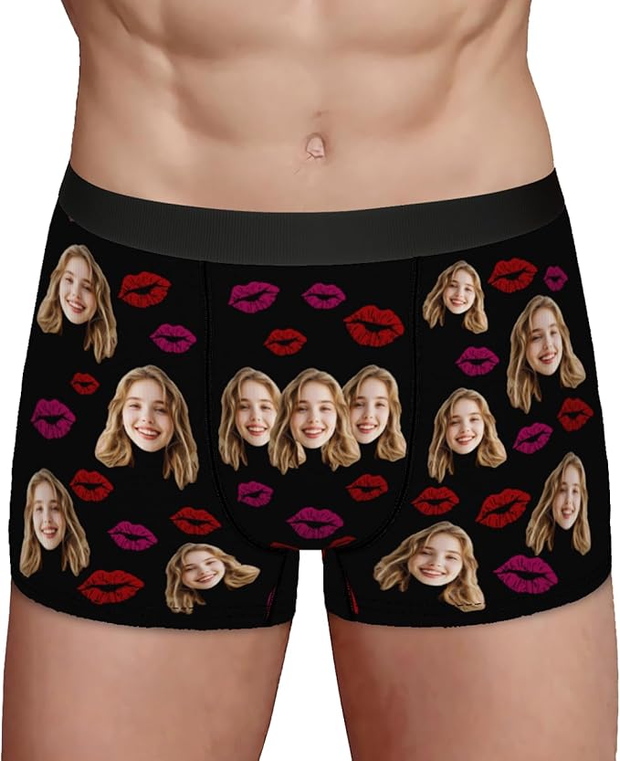 Personalized Underwear for Men with Face Custom Face Boxers Customized Boxer Briefs Funny Gifts for Him Husband Boyfriend