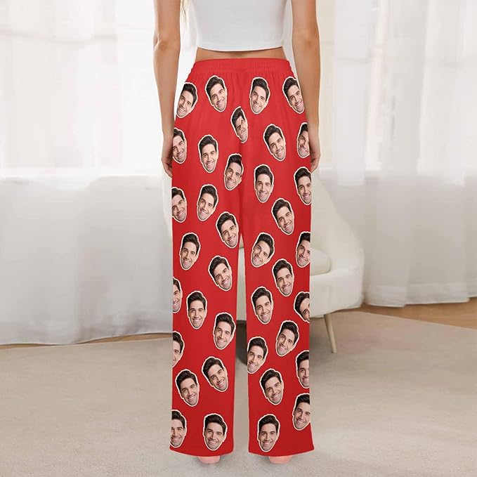 Artsadd Personalized Christmas Pajama Pants Socks for Men Custom Photo Pajama Bottoms for Men S-XXL