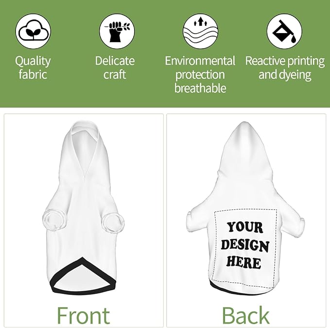 Dog Clothes, Custom Dog Hooded Sweatshirt, Personalized Pet Costume Robe Shirt with Text/Image/Club Name/Pet Shop Logo for Small Medium Large Dogs and Cats, White, XL