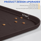 Silicone Pet Feeding Mat with Raised Edge for Food and Water, Dog Bowl Mats, Cat Bowls Placemat with High Lip for Floor Waterproof, Rubber Tray for Cats and Dogs 19 x 12 x0.7 Dark Brown