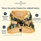 Lucy & Co. Looking Sharp Step-in Cat Harness & Leash Bundle – Reflective, Breathable & Adjustable Harness for Cats, Kittens & Small Dogs, Lightweight & Secure and Dual Leash Clips – Large