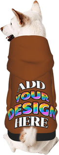 Custom Dog Hoodie for Small Pets, Personalized Photo Text Pet Warm Pullover Sweatshirt with Name Number, Customized Gifts Soft Hooded Cats Kitten Clothes, Saddle Brown, M,