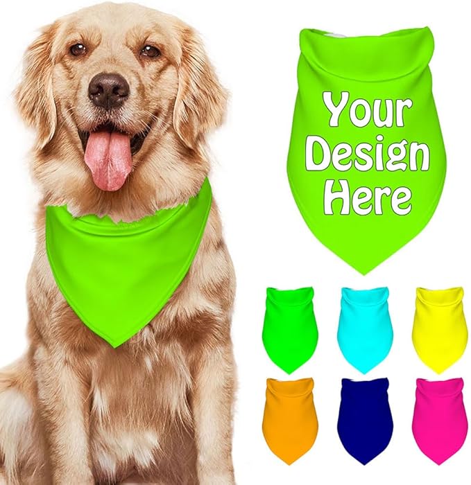 Custom Pet Scarf with Name Personalized Dog Bandanas Add Your Own Picture Image Text Logo Customized Triangular Head Scarf for Small Medium Large Dogs Cats Pets, LawnGreen