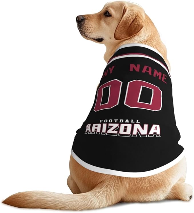 Arizona Custom Pet Jersey Dog Clothes Jersey Various Sizes Customized Any Name & Number for Small & Middle and Big Dogs