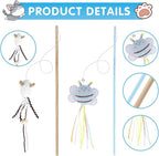 NOWFRESH Cat Wand Toy Set, 2 PCS Interactive Cat Teaser Wands with Cute Paper Mice & Paper Fish Designs, Equipped with Bells and Streamers to Captivate Your Cat’s Attention