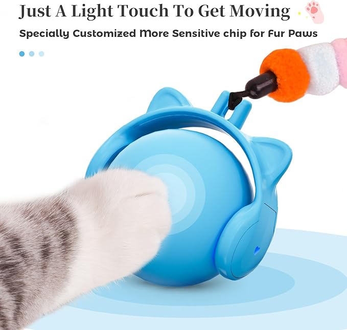 ORSDA Cat Toys for Indoor Cats, New Intelligent Voice Timing Touch Control Cats Ball, Simulate Mouse Sound Kitten Toy, Automatic Interactive Moving Cat Toy for All Ages