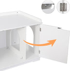 ZENY Wooden Cat Litter Cabinet, Hidden Litter Box Enclosure, Modern Storage Bench with Divider, Fit Most Boxes - White