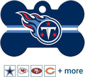 GoTags Personalized Tennessee Titans Dog Tag, Brass Metal Bone Shape Pet ID Tag Engraved with Name and Custom Text, Every NFL Football Team Pet Apparel (Large)
