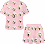 Custom Short Pajamas Set with Face Photo Women‘s Sleepwear Tee Personalized PJ Short Loungewear Set fot Her