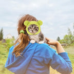 JOICEE Cute Cat Costume - Warm Bear Hat for Small Pets (Avocado Color)