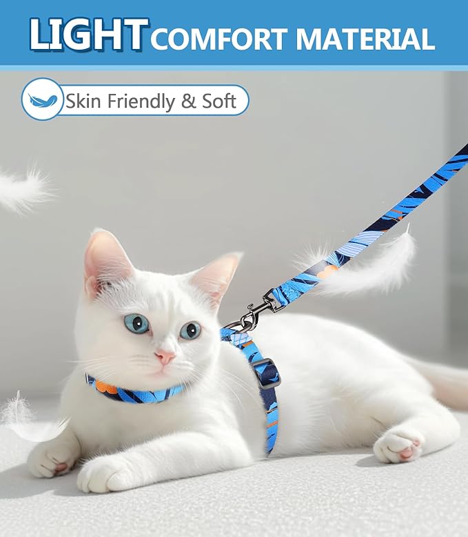 Halypet Cat Harness and Leash Set, Escape Proof [3 in 1 Adjustable & Lightweight] Cat Harness, Safe Kitten Harness for Large Cats Comfortable Soft, Easy to Wear, Walking Outdoor Travel, Medium
