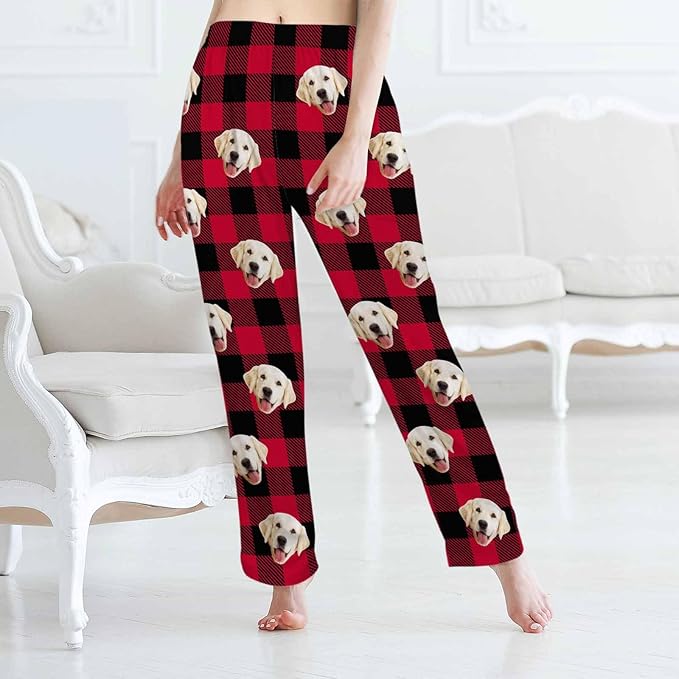 MyPupSocks Customized Face Pajamas Pants Sleep Bottoms for Men Women XS-2XL