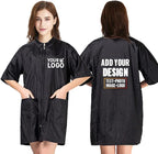 TopTie Custom Printed Nylon Salon Hairstylist Smock Barber Haircut Zipper Jacket, Dog Pet Grooming Work Shirt Uniform