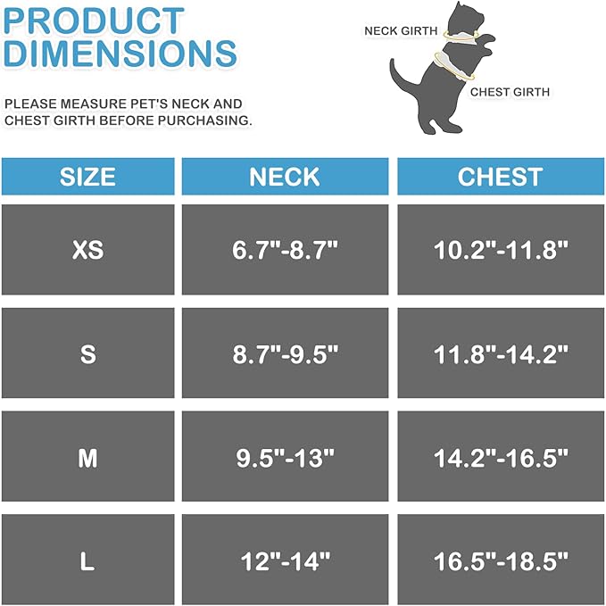 MoNiBloom Soft Cat Harness for Walking Escape Proof and Travel, Kitten Adjustable Breathable Vest Harness - Sky Blue, L