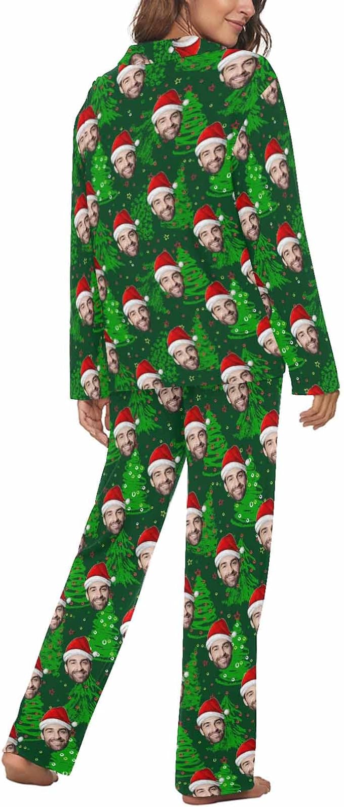 MyPupSocks Custom Face Pajamas for Women Set, Personalized Photo Long Sleepwear XS-XXL
