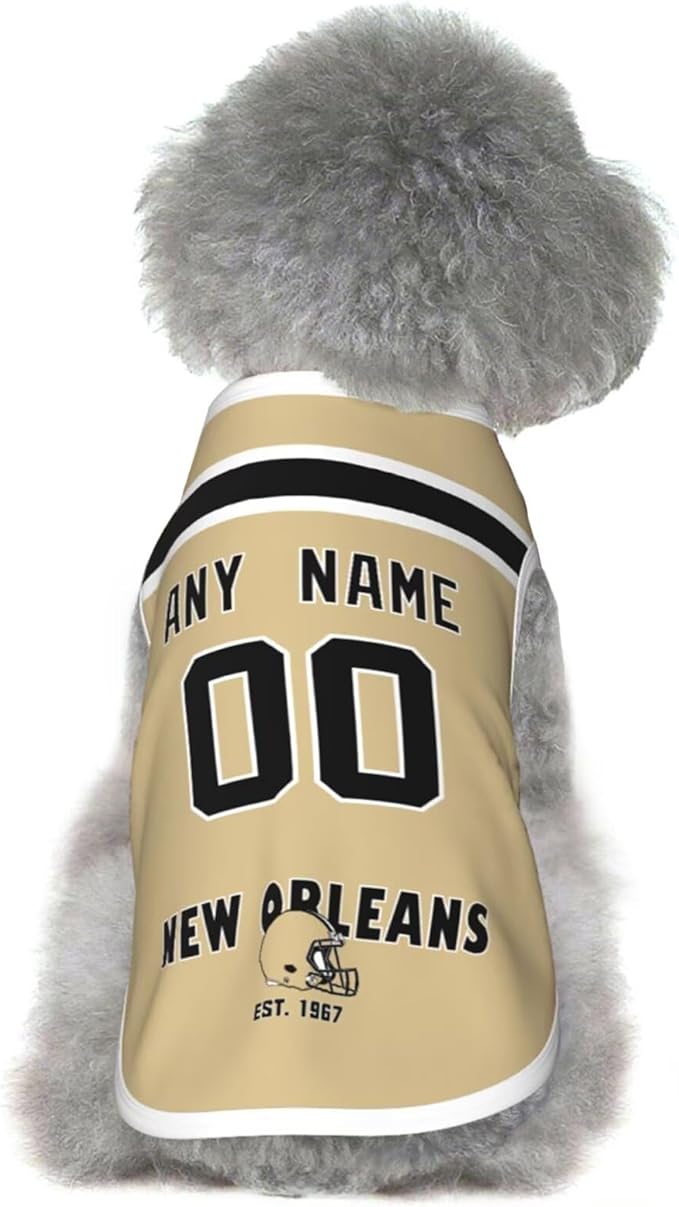 New Orleans Dog Clothes Jersey Pet Jersey Customized Any Name & Number S-5XL for Small Middle and Big Dogs