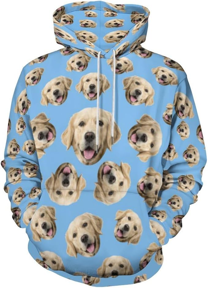 Artsadd Custom Face Unisex athletic Pockets Sweatshirt Loose Hoodie Custom Christmas Long Sleeve Sweatshirt Hooded Pullover
