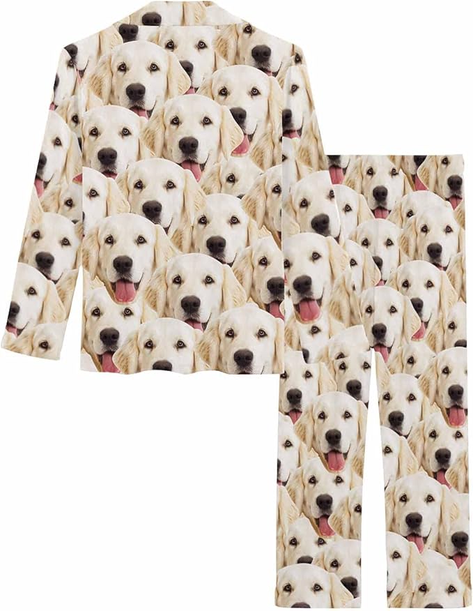 MyPupSocks Custom Face Pajamas for Women Set, Personalized Photo Long Sleepwear XS-XXL