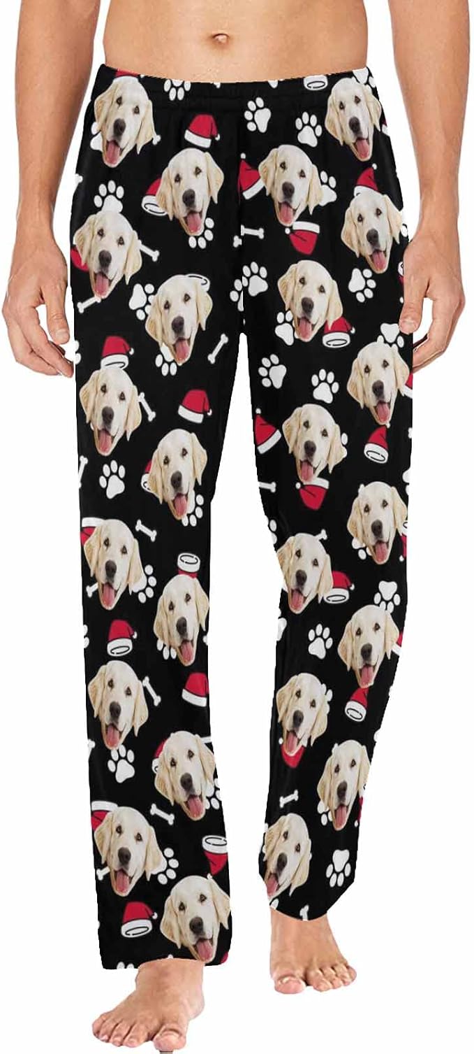 MyPupSocks Custom Pet Face Pajamas Pants Photo Pajama Bottoms for Men S-XXL