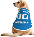 Detroit Custom Pet Jersey Dog Clothes Jersey Various Sizes Customized Any Name & Number for Small & Middle and Big Dogs