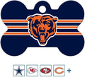GoTags Personalized Chicago Bears Dog Tag, Brass Metal Bone Shape Pet ID Tag Engraved with Name and Custom Text, Every NFL Football Team Pet Apparel (Large)