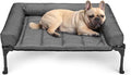 Veehoo Cooling Elevated Dog Bed Add Removable Waterproof Bolster Cushion Mat, Raised Pet Cot with Breathable Teslin Mesh, No-Slip Feet, Dog Sofa Bed for Indoor Outdoor, Medium, Black Silver