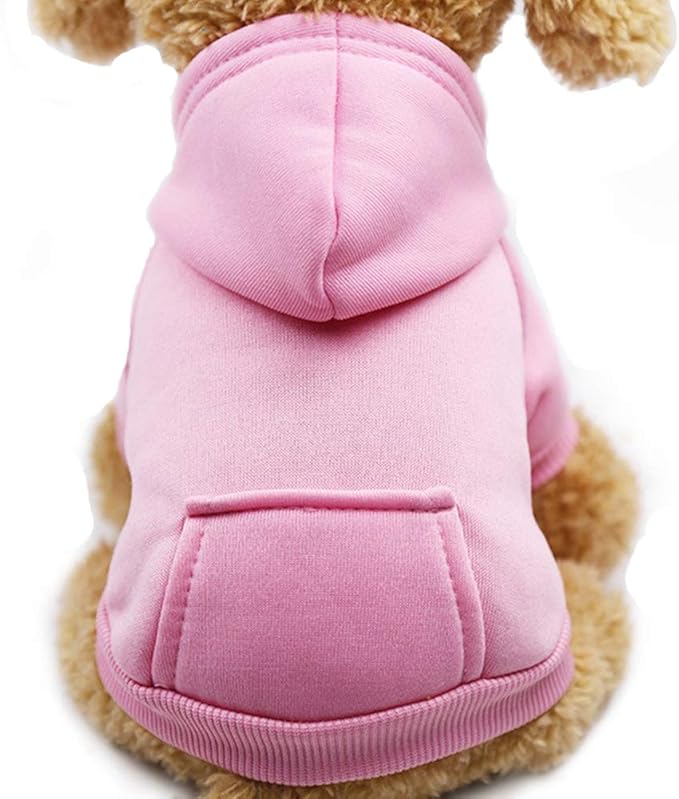 Jecikelon Winter Dog Hoodie Sweatshirts with Pockets Warm Dog Clothes for Small Dogs Chihuahua Coat Clothing Puppy Cat Custume (Pink, X-Small)