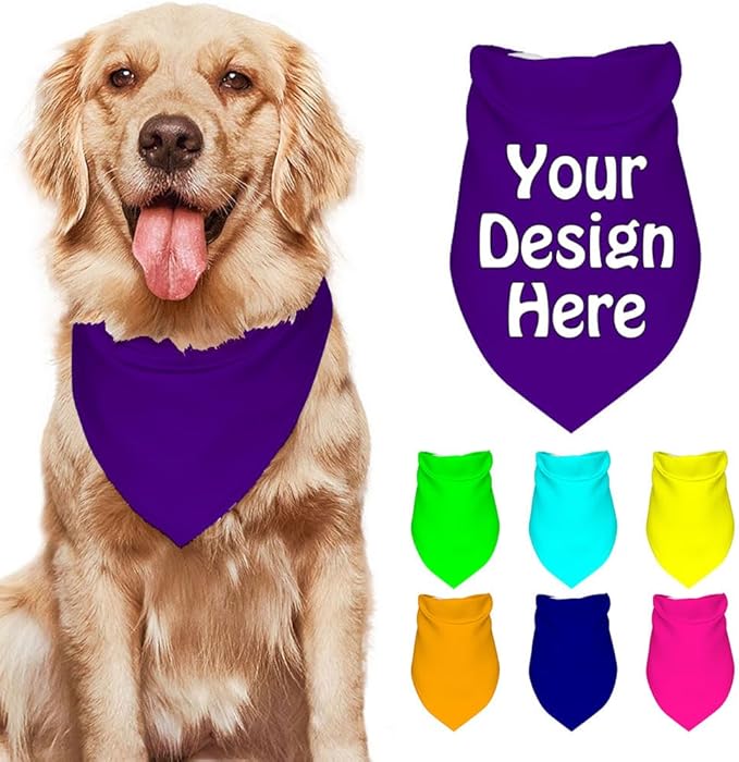 Dog Bandanas Custom Boy and Girl Dogs Scarf Add Your Design Personalized Pet Scarfs with Picture Image Text Customized Head Scarf for Small Medium Large Dogs Cats, Indigo