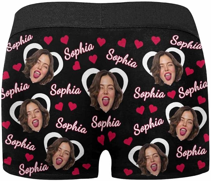M YESCUSTOM Custom Faces Funny Short Briefs Gift for Husband Underwear