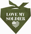 Love My Soldier Dog Bandana | 100% Cotton Adjustable Triangle | Made in USA | Army | Militray | Homecoming |Military Green, One Size (89)