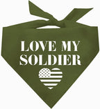 Love My Soldier Dog Bandana | 100% Cotton Adjustable Triangle | Made in USA | Army | Militray | Homecoming |Military Green, One Size (89)