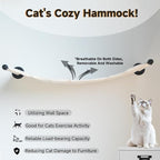 Cat Hammock Wall Mounted, 35.43 x 12.99 inch Wall Mounted Cat Shelves, Metal Brackets cat Beds for Sleeping, Playing, Climbing and Resting Stabilized Wall Furniture for Large Cats or Kitty