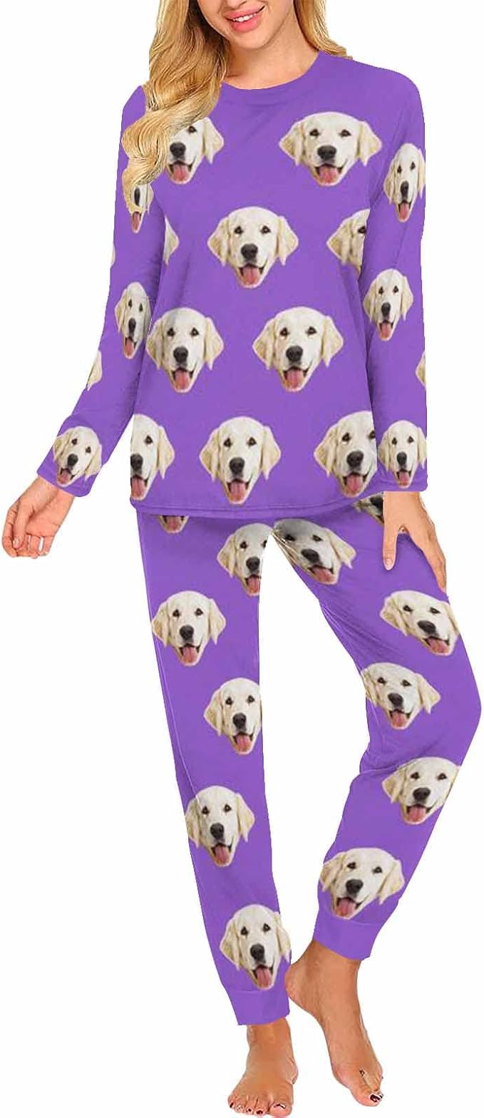 MyPupSocks Custom Face Pajamas Sets for Women, Personalized Photo Sleepwear XS-XXL