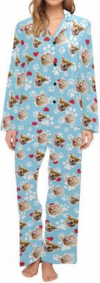 Artsadd Personalized Pajamas with Faces for Women Men Custom Christmas Pajamas Gifts for Family Couple, Funny Photo Pjs