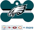 GoTags Personalized Philadelphia Dog Tag, Brass Metal Bone Shape Pet ID Tag Engraved with Name and Custom Text, Every NFL Football Team Pet Apparel (Large)
