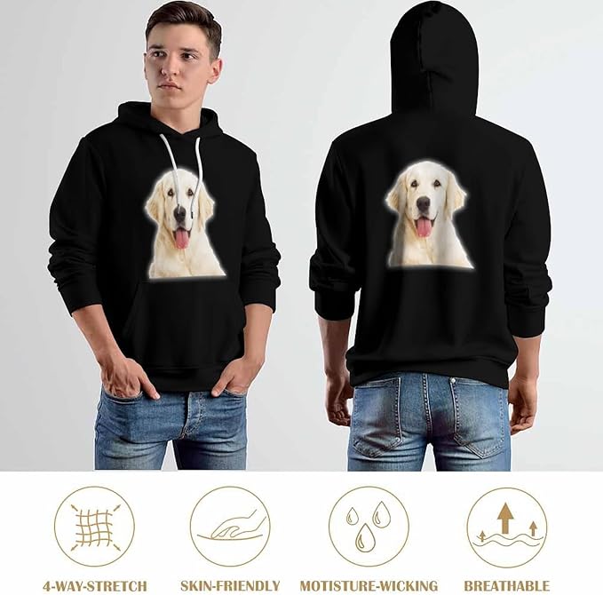 Artsadd Custom Face Unisex athletic Pockets Sweatshirt Loose Hoodie Custom Christmas Long Sleeve Sweatshirt Hooded Pullover