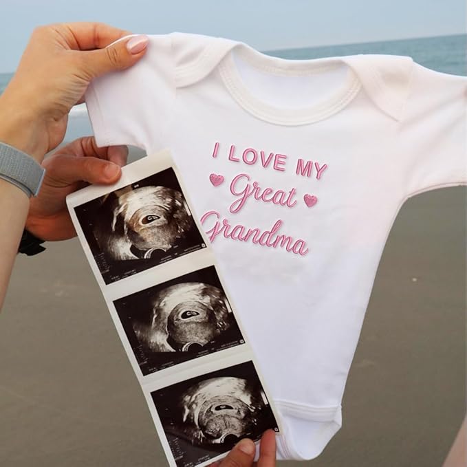 COUPLEHOODIES Personalized Baby Onesie Bodysuit – Custom Embroidery Gift for Pregnancy Reveal Baby Shower or First Grandchild
