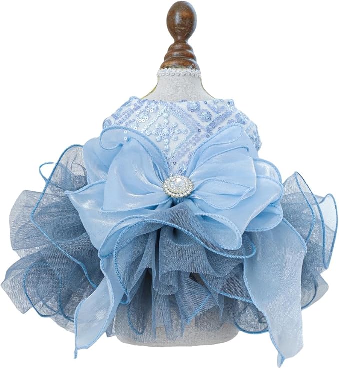 Fashion Sweet Puppy Dog Blingbling Princess Skirt Pet Dog Lace Cake Camisole Tutu Dress E-Navy XL