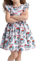 Baby Girls Spring Summer Cat in The Hat Dress Girls Flutter Sleeve Boutique Dress