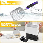 Cat Litter Scooper with Holder,Metal Cat Litter Scoop, Kitty Poop Scooper Stand for Litter Box, Cat Caddy for Litter Scoop, Fast Sifting Kitty Poop Scooper Caddy Poop Scooper Stand