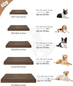 KSIIA Orthopedic Dog Bed Crate Waterproof Pet Mats for Large Dogs Deluxe Plush Washable Pet Bed with Egg Crate Foam & Removable Cover, 35 x 22 Inch, Brown