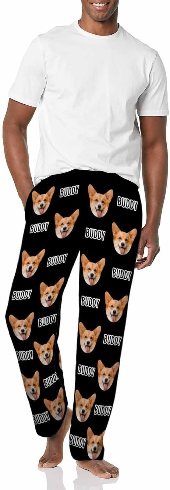 MyPupSocks Custom Pajama Pants for Pet Lover, Personalized Photo Face Printed Pajama Bottoms Sleepwear with Pockets