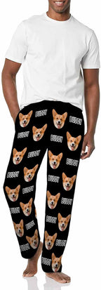 MyPupSocks Custom Pajama Pants for Pet Lover, Personalized Photo Face Printed Pajama Bottoms Sleepwear with Pockets