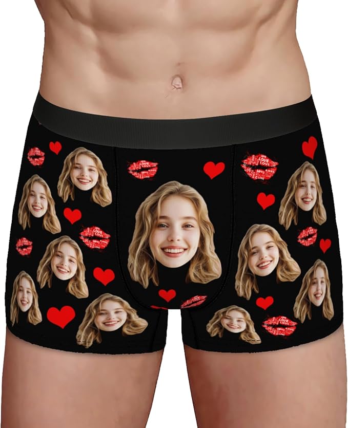 Personalized Underwear for Men with Face Custom Face Boxers Customized Boxer Briefs Funny Gifts for Him Husband Boyfriend